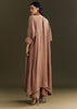 Light Brown Solid Kurta Pant Set With Orange Beaded Neckpiece