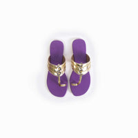 Light Gold Kolhapuri Flats With Purple Sole By Sole House