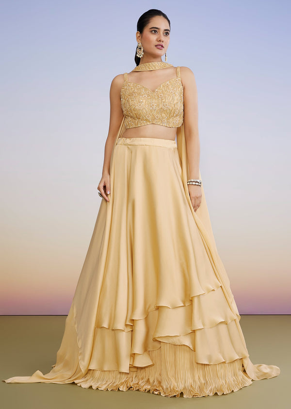 Light Gold Layered Lehenga