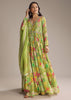 Light Green Chinon Anarkali Suit With Floral Print