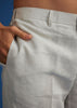 Light Grey Linen Kurta Set With Resham Work Jacket