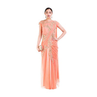 Light Orange Drape Gown Saree