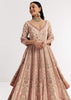 Light Peach Printed Crepe Anarkali Suit With Embroidery