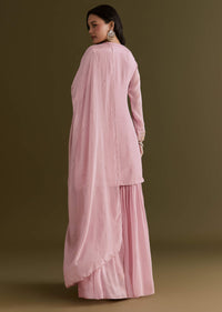 Light Pink Chinon Cutdana Sharara Suit