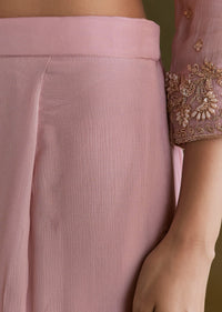 Light Pink Chinon Sharara Suit With Zardosi Embroidered Dupatta