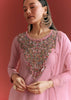 Light Pink Organza Kurta Sharara Suit With Embroidery