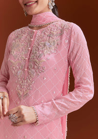 Light Pink Printed Chinon Sharara Set With Cut Dana And Sequins
