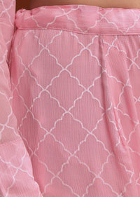 Light Pink Printed Chinon Sharara Set With Cut Dana And Sequins