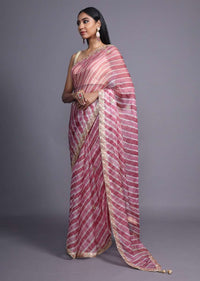 Light Purple Saree With Shibori Print And Gotta Patti Embroidered Floral Buttis And Border Online - Kalki Fashion