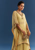 Light Yellow Embroidered Kaftan Sharara Set In Organza