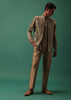 Light Brown Open Bandi Jacket And Kurta Set With Heavy Foil Work