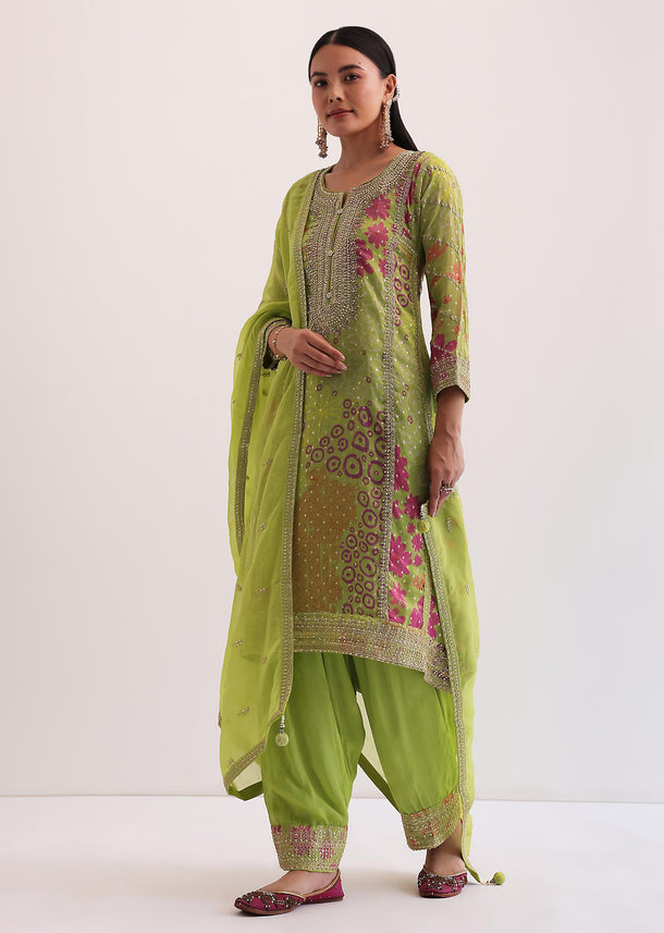 Light Green Embroidered Patiala Set