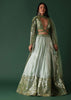 Light Green Foil Printed Bridal Lehenga And Blouse In Organza