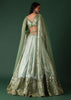 Light Green Foil Printed Bridal Lehenga And Blouse In Organza