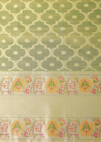 Light Green Paithani Woven Silk Dress Material