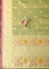 Light Green Paithani Woven Silk Dress Material