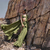 Light Green Pre Stitched Layered Frill Saree With Blouse