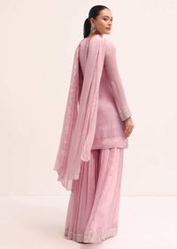 Light Pink Chiffon Kurta Sharara Set