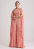 Light Pink Georgette Palazzo Set With Embroidered Cape