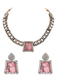 Light Pink Kundan Short Necklace Set