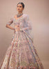 Light Pink Lehenga Set With A Choli In Moti Embroidery, Crop Top Comes In Half Sleeves With Cut Work