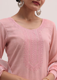 Light Pink Linen Kurta Palazzo Set