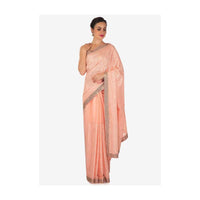 Light pink saree in georgette with thread and kundan work only on Kalki