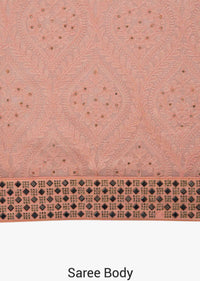 Light pink saree in georgette with thread and kundan work only on Kalki