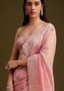 Light Pink Tissue Sequin And Resham Thread Work Saree