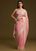 Light Pink Tissue Sequin And Resham Thread Work Saree