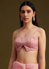 Light Pink Tissue Sequin And Resham Thread Work Saree