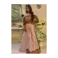 Light purple Raw Silk Top and Skirt with Cut Dana Embellished Net Cape Only on Kalki