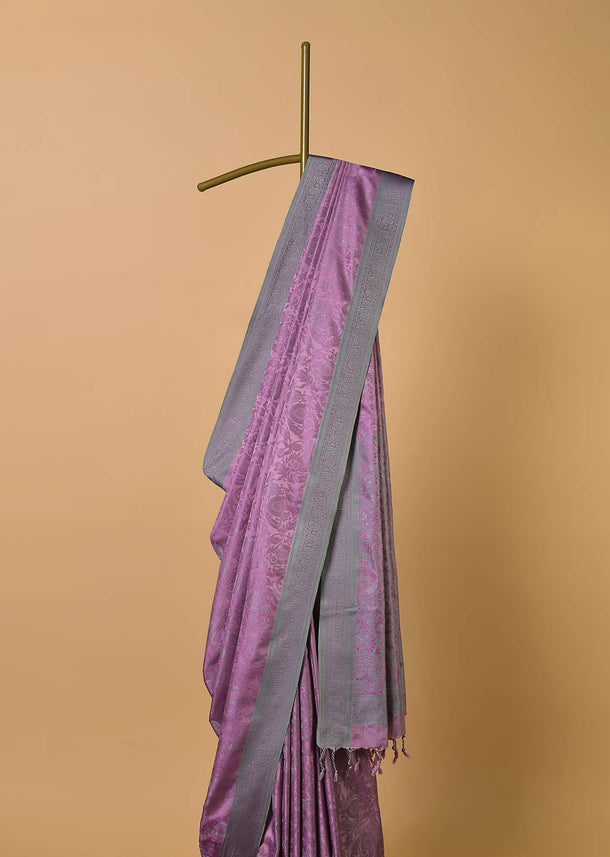 Wine South Resham Silk Saree With Woven Work And Unstitched Blouse Fabric