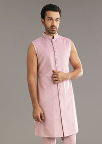 Lilac Indo Western Suit With Self Texture Work