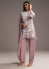 Lilac Purple Organza Kurta Set With Thread And Moti Work