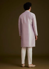 Lilac Embroidered Silk Kurta Set