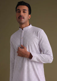 Lilac Purple Chikankari Festive Kurta Set In Lucknowi