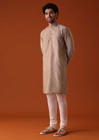 Tan Brown Polyester Kurta With Zari Work Detailing