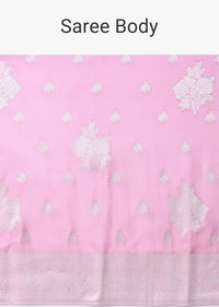 Lilac Sachet Pink Woven Saree In Dola Silk And Silver Weave