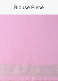 Lilac Sachet Pink Woven Saree In Dola Silk And Silver Weave
