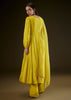 Lime Yellow Kurta With Ruching And Handwork
