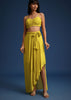 Lime Green Asymmetrical Skirt And Jacket Set