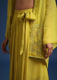 Lime Green Asymmetrical Skirt And Jacket Set