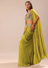 Lime Green Dhoti With Embroidered Blouse And Cape
