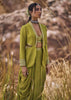 Lime Green Mirror Bustier With Jacket And Draped Skirt