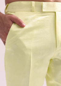 Lime Lapel Tuxedo With Booties Kurta And Pants