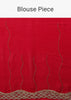 Lipstick Red Georgette Saree Adorned With Golden Zardozi Embroidery & Detailing, And Cut Dana Fringes
