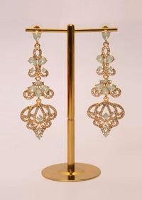 Long drop earring with studded with stones and beads