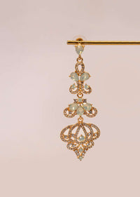 Long drop earring with studded with stones and beads