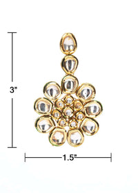 Long drop traditional kundan earring in floral shape only on Kalki